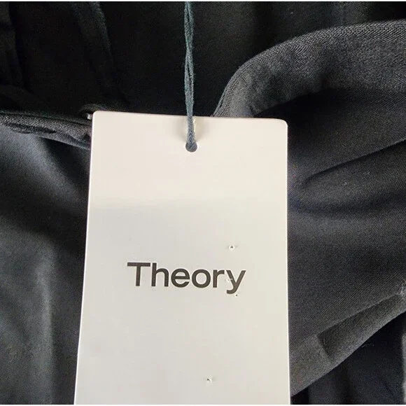 Theory Wool Blend Wide Leg Clean Terena K Pants Women's 12 Black Zip Fly Closure - Picture 15 of 15